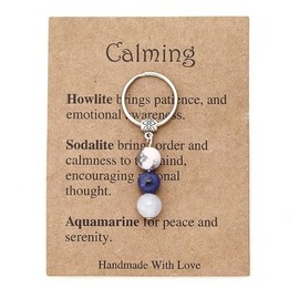 A-yeite Healing Crystal Keychain Natural Stone Anxiety Inspirational Encouragement Keychain Charm for Women Gift-Calming