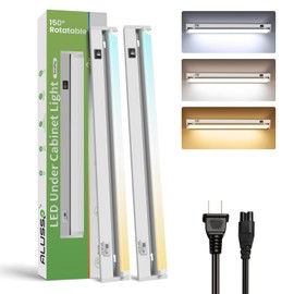 ALUSSO LIGHTING® 22 Inch Under Cabinet Lighting Plug in, Swivel LED Under Cabinet Lighting,3 Color Temps,150° Rotatable,8W 650lm, Linkable Under Cabinet Lights for Kitchen, 2 Pack