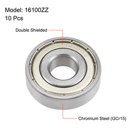sourcing map 16100ZZ Deep Groove Ball Bearings 10mm x 28mm x 8mm Double Shielded Chrome Steel P0(ABEC1) 10pcs
