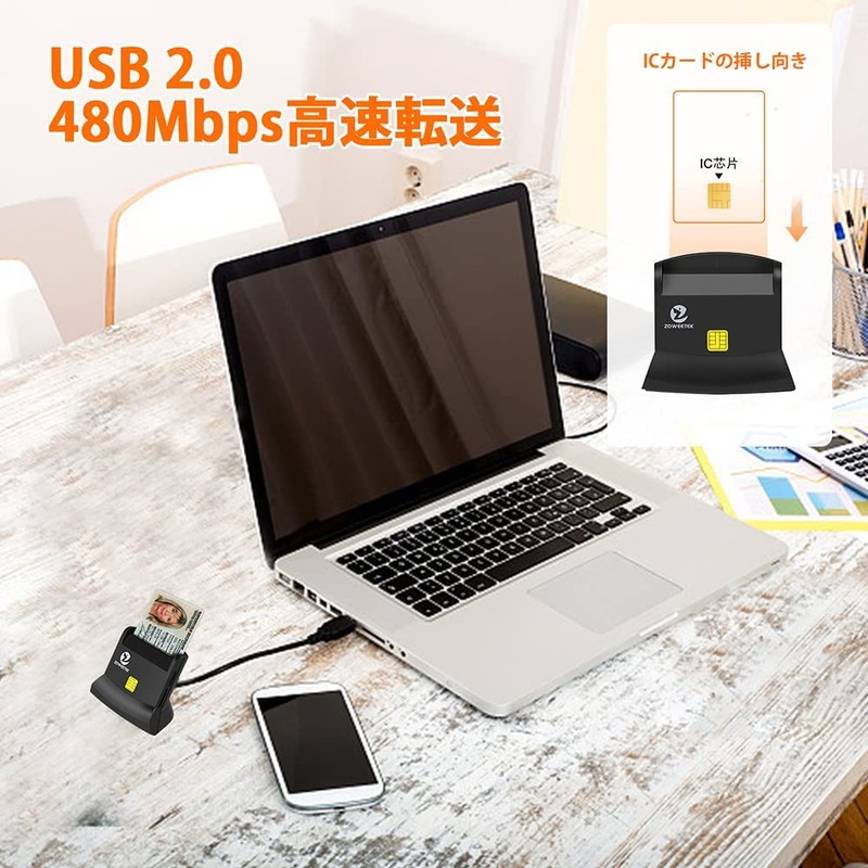 ZOWEETEK IC Card Reader, Card Reader, My Number Compatible, SD