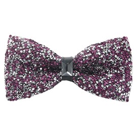 Man of Men Rhinestone Bow Ties for Men - Pre Tied Sequin Bowties with Adjustable Length - Huge Variety Colors Available (Jewels - Purple)