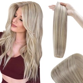 RUNATURE Tape in Hair Extension Remy Hair Extension 12 Inch Blonde Highlights Tape in Human Hair Extensions 40g 20 Pcs Silky Straight Extensions Tape in Remy Hair Extensions