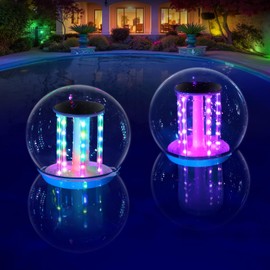 Cootway Floating Pool Lights, RGB Color Changing Solar Pool Lights That Float, IP68 Waterproof Swimming Pool Light, Marquee Solar Floating Light for Pool Pond Garden Party Outdoor Decor(2 Piece)