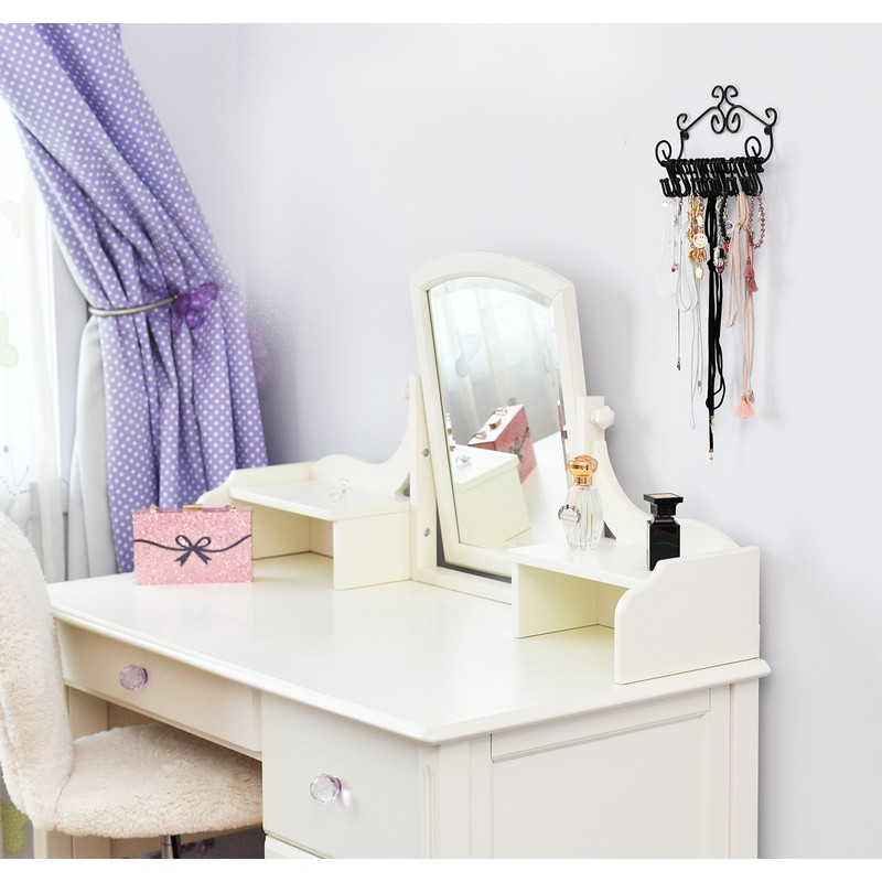 ARAD Scrollwork Design Wall Mounted Black Metal Jewelry Storage Organizer