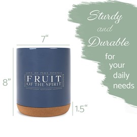 Elanze Designs Fruit of Spirit Navy Blue X-Large Cork Bottom, Kitchen Counter, Ceramic Stoneware, Coffee, Tea and Hot Chocolate, Machine Brewing, K Capsule Pod Cup, Organizer, Jar, Crock, Holder