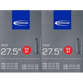 2 x Schwalbe SV 21 Tube 27.5 650B Valve: French Sclaverand SV21 27.5, Presta