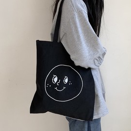 2023 Canvas Eco Shoulder Bag for Women - Korean Art Student Style, Simple & Cute Campus Bag (Free Size) Elang White (No Zipper) 10ea