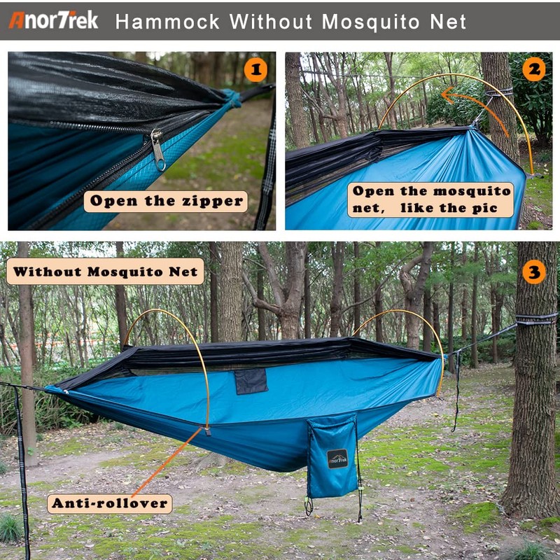 AnorTrek Camping Hammock with Mosquito Net and Rain Fly Tarp,