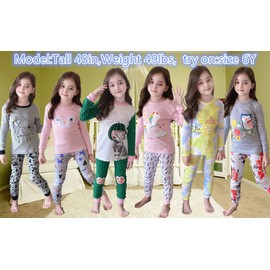 LOLPIP Girls' Pyjamas 100% Cotton Pyjamas for Children Sleepwear Long Sleeve 4-Piece Set 1-12 Years, Pink unicorn + yellow tie colour