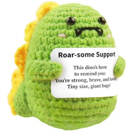 LONNLABS Positive Crochet Animals Dinosaur, Inspirational Mother's Day Gifts Birthday Gifts for Women Men Boys Girls, Emotional Support Crochet Dino Decor