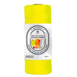 SGT KNOTS #18 Twisted Mason Nylon String Superior and Durable Twine for Masonry Jobs, DIY Projects, Crafting, Commercial, Workshop, Gardening, Trot Line (1100ft, Fluorescent Yellow)