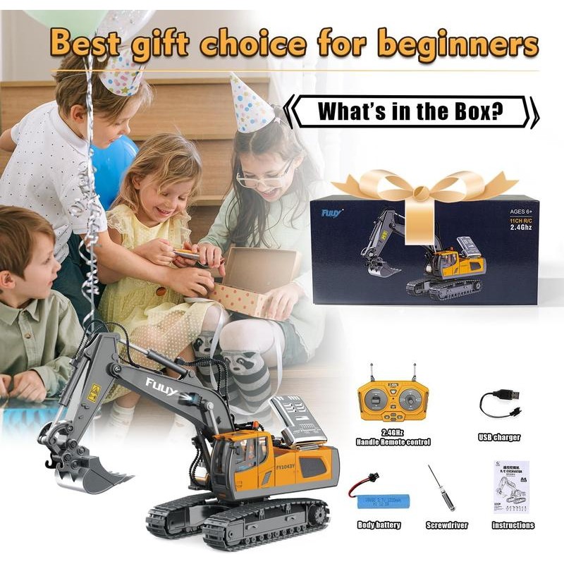 (Akeleo)Remote Control Excavator Toy Set 2.4GHz 680, ideal gift for