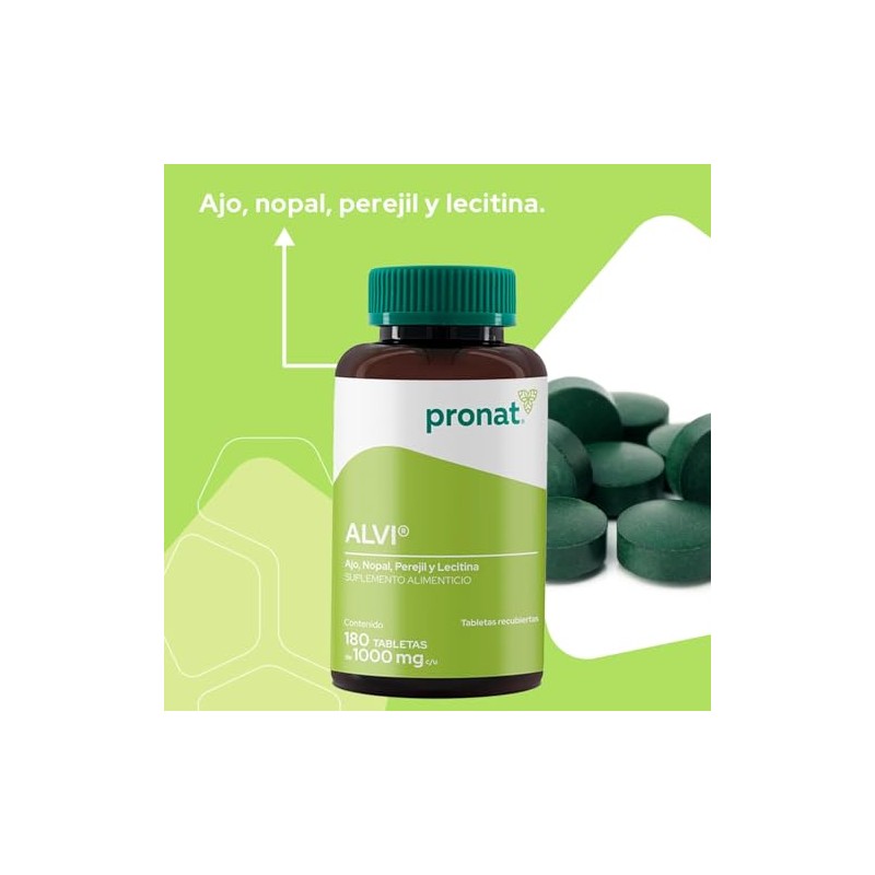 PRONAT | ALVI, Suplemento Alimenticio con Nopal, Perejil, Ajo y