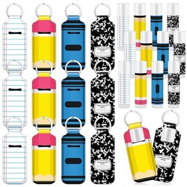 Loopeer 24 Pcs/12set Back to School Teacher Gifts Bulk Lip Balm and Lipstick Holder Keychian Teacher Appreciation Gifts Crayon Pencil Thank You for First of Year Welcome Back to School Party Favors