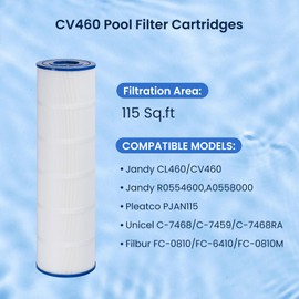 dearfilter CV460 Pool Filter Cartridges, Compatible Replacement for Jandy CL460, R0554600, Unicel C-7468, Filbur FC-0810, & Pleatco PJAN115, 460 sq.ft, 4-Pack