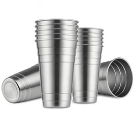 MEWAY Premium Stainless Steel Cups 24 oz Pint Cup Tumbler (12 Pack) - Premium Metal Cups - Stackable Durable Cup，Chilling Beer Glasses, for Travel, Outdoor, Camping, Everyday