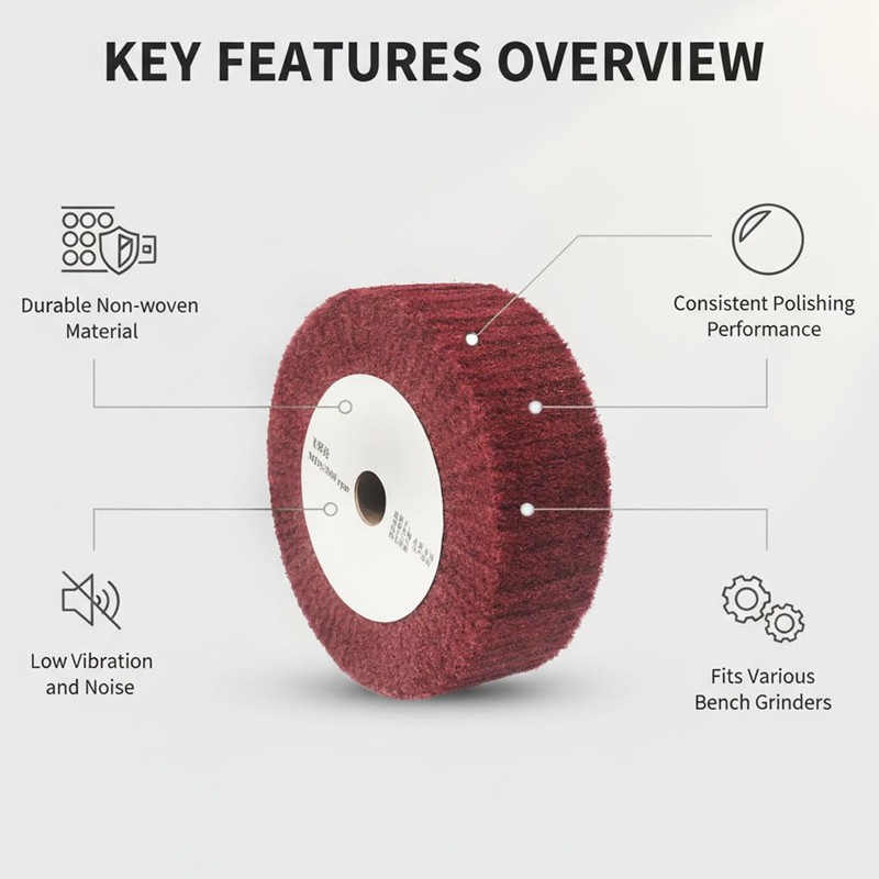 JUNLIXN 6'' X 2'' Extra Thick Non-Woven Polishing Wheels 20mm
