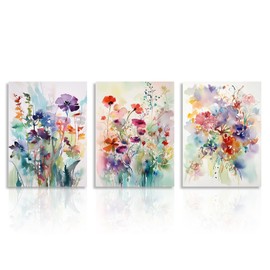 Dazzlewall Watercolor Flower Wall Decor Poster Wildflower Wall Poster for Bedroom Living Room Decor 12x16 in Set of 3 Unframed