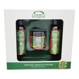 KERARGANIC Sistema de Queratina Libre de Formaldehído Diy Set: Champú Pretratamiento, Tratamiento Capilar, Mascarilla Post-Tratamiento Con Aceite de Argán - (4Oz Cada Uno)