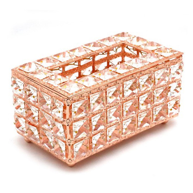 Tissue Dispenser Light Luxury Napkin Storage Box Metal Crystal Glass