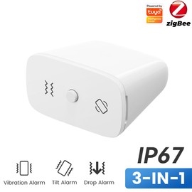 MHCOZY Smart Vibration Sensor, Tuya Zigbee 3-in-1 Tilt Drop Alarm, IP67 Waterproof, Adjustable Sensitivity, Compatible with Alexa Home Assistant, Zigbee Hub Required