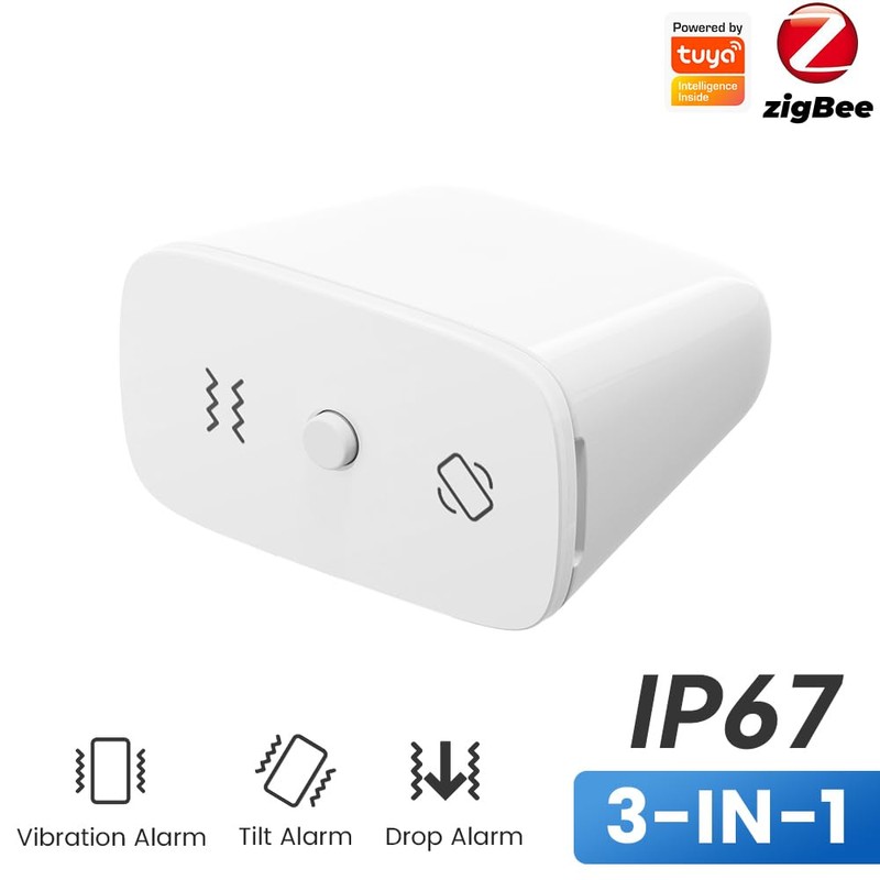 MHCOZY Smart Vibration Sensor, Tuya Zigbee 3-in-1 Tilt Drop Alarm,