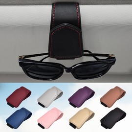 Black Sunglasses Holder for car Visor, Magnetic Leather Sunglasses Clip for car Visor, car Accessories for Women and Men Interior, 1 Pack Visor Sunglasses Holder Clip（Black）