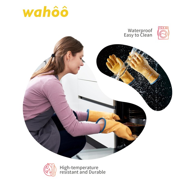 wahoo Professional Liquid Silicone Oven Mitts Gloves, Heat Resistant Gloves