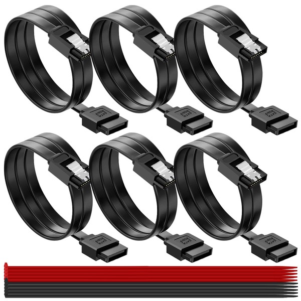 MKBKLLJY 6PCS SATA Cable III 6Gbps Straight Data Cable with