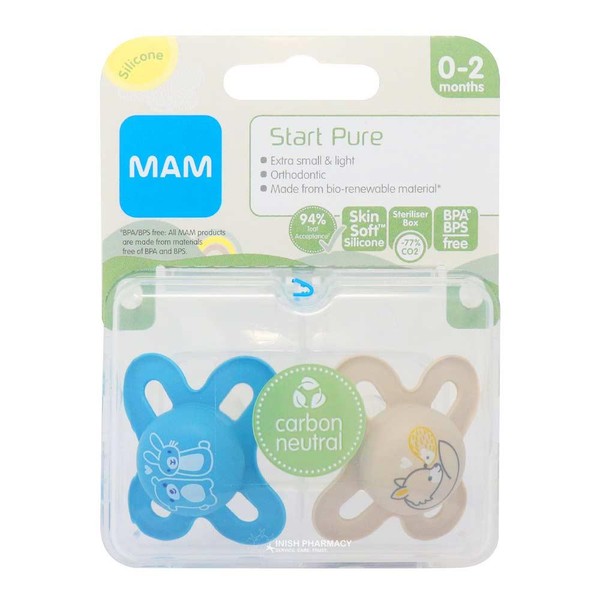 Mam Pure Start 0-2M Soother 2 Pack - Unisex