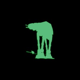 Star Inspired Movie Character Space at-at Glow in The Dark Sticker Decal for Phone Tablet Laptop Car Truck Window | 3" Sticker | Green