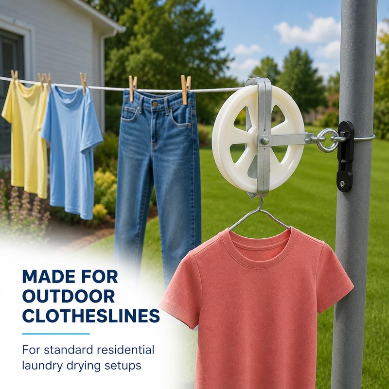 Clothesline Pulley 5 Inch Outdoor Laundry Line Wheel with Aluminum