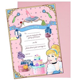Shmaki Princess Birthday Party Invitations Invites Girl Children Kids Pack Pink With Envelopes (20 Pack)