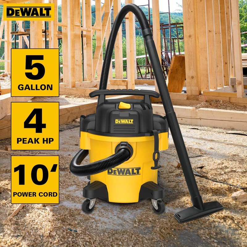 DEWALT DXV05P 5 Gallon Poly Wet/Dry Vac, 4 Peak HP