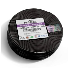 fast Cat. Solid Copper Fire/Alarm Wire/Security Cable - PVC Jacket, Unshielded, (CMR-CL3R-FT4) Rated in-Wall Use- UL Rated - 500Ft Coil (22AWG 4C STR Coil, Black)