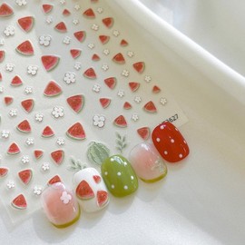 Watermelon Fruit Doodle Nail Sticker YT-3627 / 수박 과일 낙서 네일스티커 YT-3627