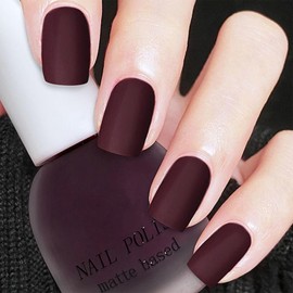 Dark Cherry Red Matte Nail Polish, Black Wine Red Quick Dry Nail Lacquer for Nail Art Varnish, Mist Effect Matte Finish Velvet Air Dry Nail Polish-10ml