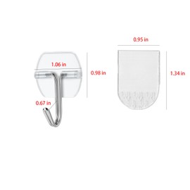sankaragi 20 Small Hooks+25 Strips, Clear Wire Utility Hooks with Removable Strips Damage-Free, Wall Hooks for Hanging Home Decor, Value Pack