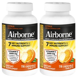 Airborne Multivitamin Zinc Magnesium Immune Supplement Chewable Tablets Directly shipped to the U.S., 116 tablets, 2 units / Airborne 멀티비타민 아연 마그네슘 면역 영양제 츄어블 태블릿 미국 직배송, 116정, 2개