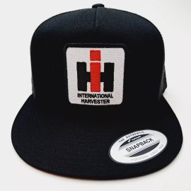 thepatriotspride International Harvester Flat Brim Mesh Snapback Embroidered Patch Cap Hat Black