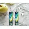 Twisted R Design Earrings, Aurora Borealis Print Wood Bar Printed