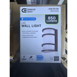 Commercial Electric Integrated LED Dusk to Dawn Photocell Sensor Half Moon Bronze Wall Light NEW