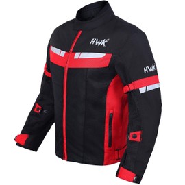 HWK Mesh Motorcycle Jacket Riding Air Motorbike Jacket Biker CE Armored Breathable (Large, Red)