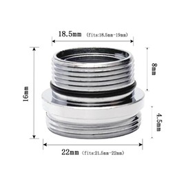 XNTONG Tap Adapter, Aerator M18.5 Male Thread to M22 Male Thread, Aerators for Taps, Suitable for Kitchens and Bathrooms Tap Adapter (18.5 mm - 22 mm)
