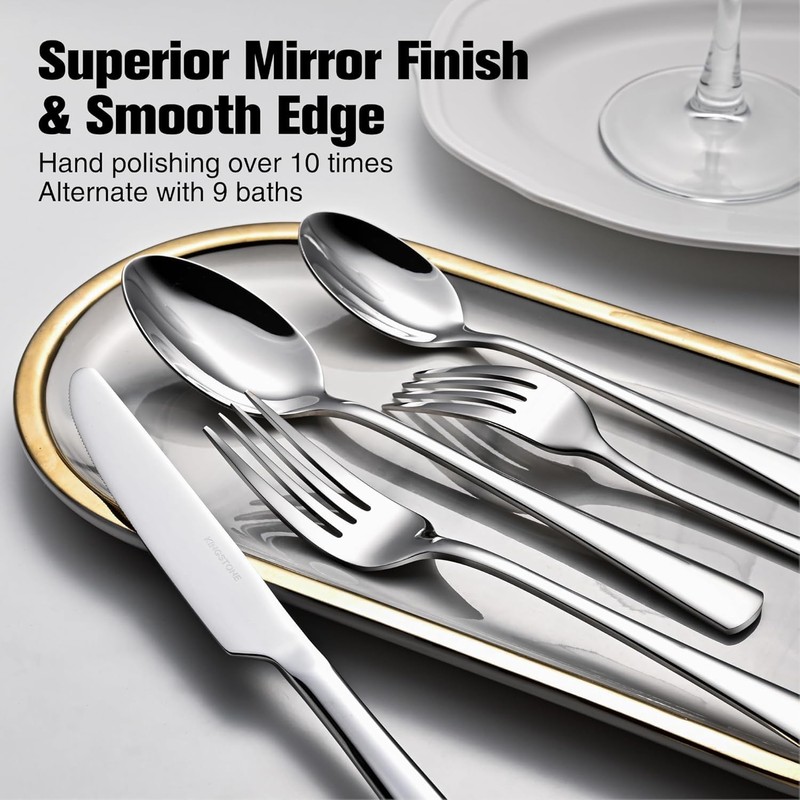 KINGSTONE 18/10 Stainless Steel Flatware, 15-Piece Forged Silverware Set for