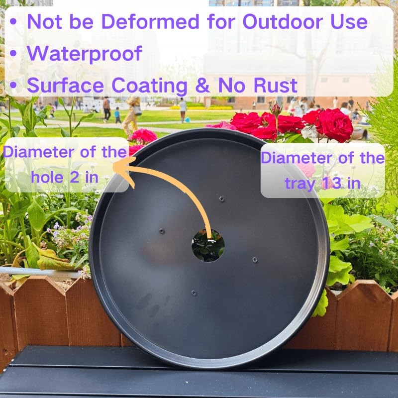 SARANICE Outdoor Lazy Susan with Umbrella Hole,Patio Table Tray No