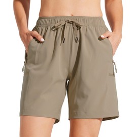 Willit Women's Shorts Hiking Cargo Quick Dry Golf Active Athletic Shorts Lightweight Summer Shorts with Pockets 7" Dark Khaki S