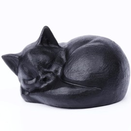 Ytbeoxk 2.1 Inch Black Obsidian Cat Crystal Statue, Healing Crystal Sleeping Cat Gemstones Decorations, Lucky Cute Kitten Figurines, Black Cat Gift Crystal Home Office Desk Decor for Cat Lover Woman