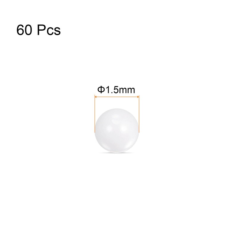 HARFINGTON 60pcs Zirconia Ceramic Balls 1.5mm Diameter G10 ZrO2 Ball