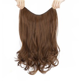 Neckline Wig, Natural Ladies, Long Curly Wig, Curly Hair, 17.7 inches (45 cm), Half Wig, One Touch Extension, Fashion Wig, Long Hair Wig, Heat Resistant, Clip, Easy to Install (Light Brown)